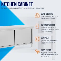 Royal Catering ECO ruostumattomasta teräksestä valmistettu läpikaappi 180 x 70 cm
