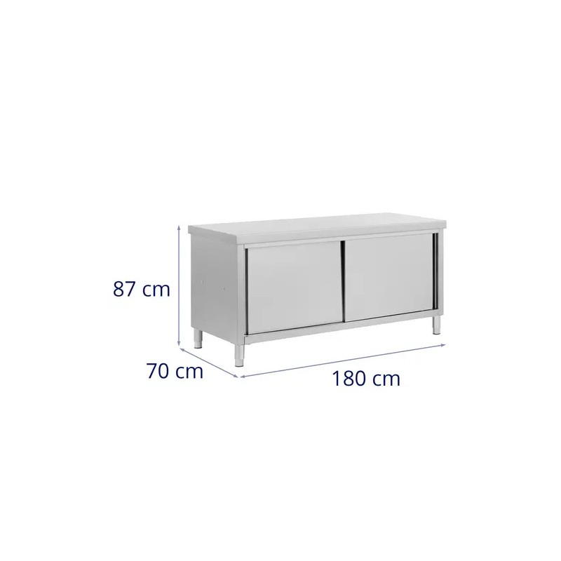 Royal Catering ECO ruostumattomasta teräksestä valmistettu läpikaappi 180 x 70 cm