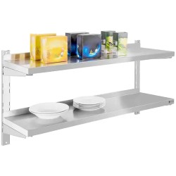 Royal Catering RCWR-120.2 seinähylly 120 x 30 cm, 2 hyllytasoa, ruostumaton teräs