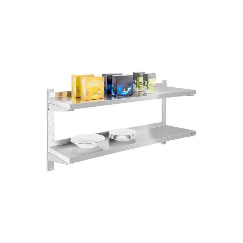 Royal Catering RCWR-120.2 seinähylly 120 x 30 cm, 2 hyllytasoa, ruostumaton teräs