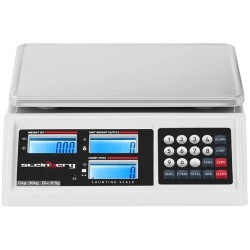 Kappalemäärävaaka 30 kg / 0,5 g - 22,8 x 28 cm - Akku 80 h - 3 LCD