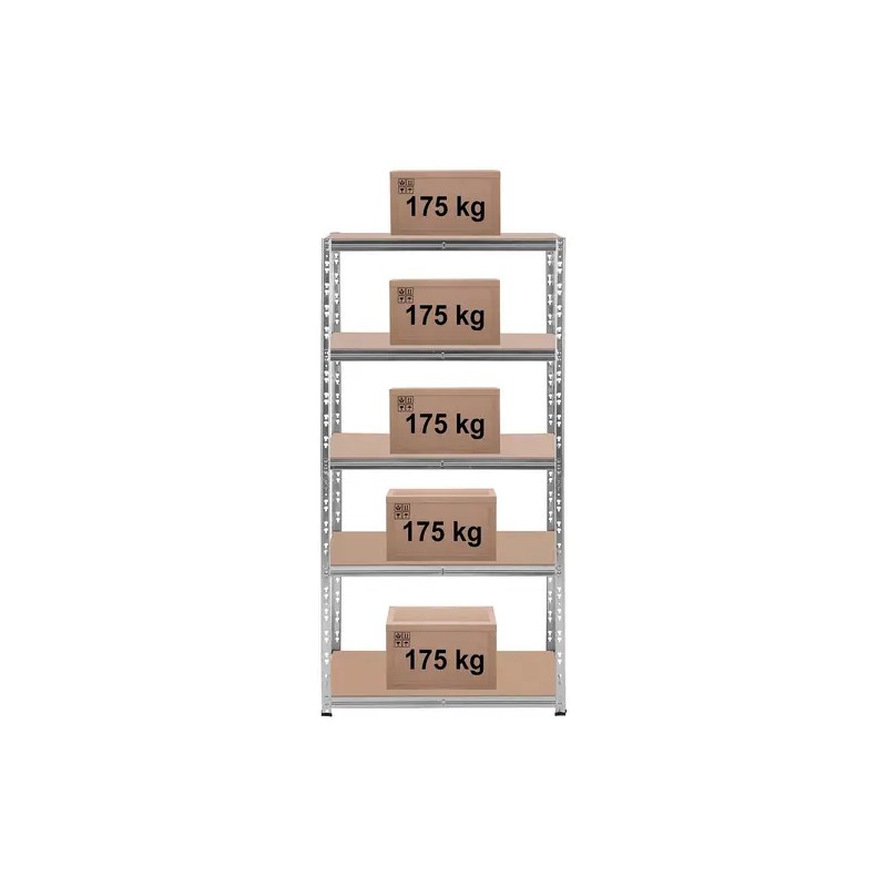 MSW raskashylly 90 x 60 x 180 cm, 5 hyllytasoa, harmaa 15.40 kg