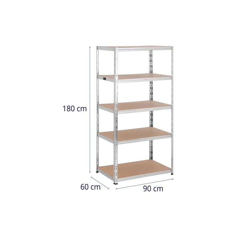 MSW raskashylly 90 x 60 x 180 cm, 5 hyllytasoa, harmaa 15.40 kg