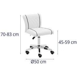 Physa Gland White rollhocker selkänojalla, korkeussäädettävä 45-59 cm, valkoinen, 150 kg