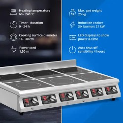 Royal Catering Induktiokeittolevy 6 x 28 cm 60-240 °C 400 V Timer