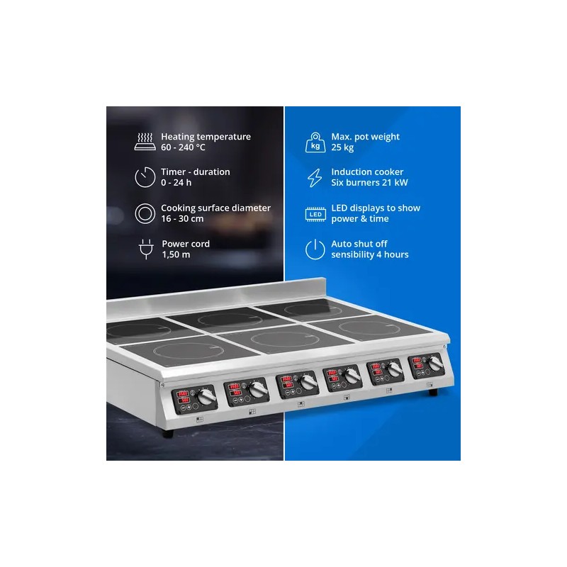 Royal Catering Induktiokeittolevy 6 x 28 cm 60-240 °C 400 V Timer