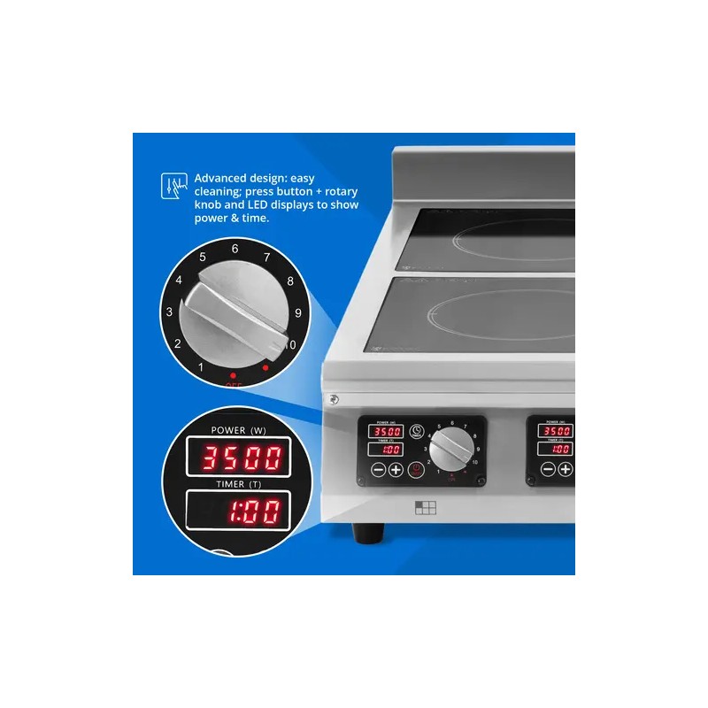 Royal Catering Induktiokeittolevy 6 x 28 cm 60-240 °C 400 V Timer