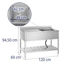 Royal Catering RCSSS-120X60-S tiskiallaspöytä ruostumaton teräs 120 x 60 cm