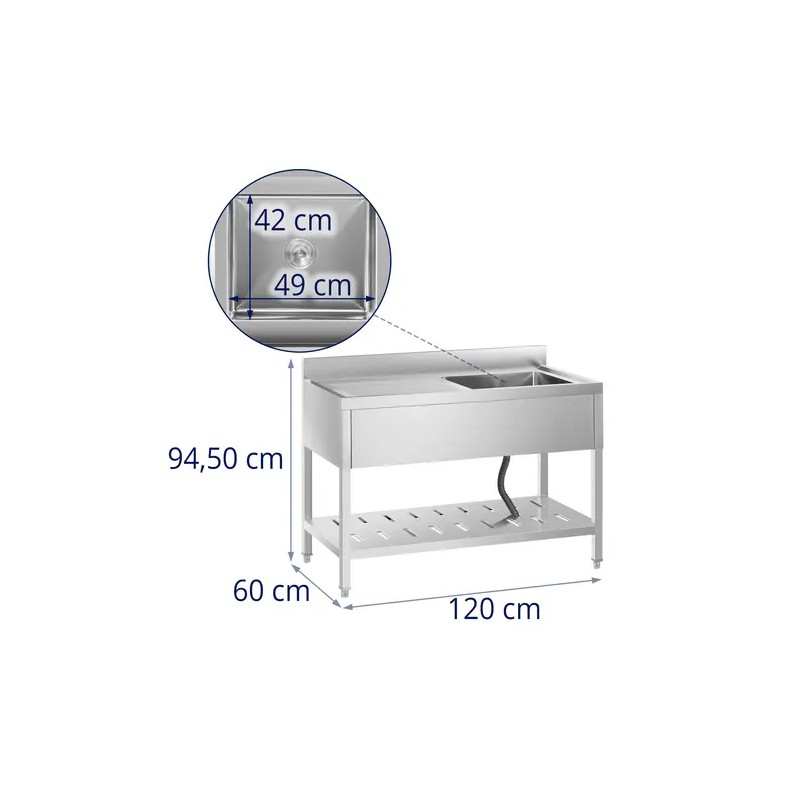 Royal Catering RCSSS-120X60-S tiskiallaspöytä ruostumaton teräs 120 x 60 cm
