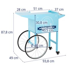 Popcornkoneen kärry 51 x 37 cm sininen Royal Catering RCPT-BBWS-1