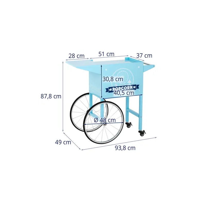 Popcornkoneen kärry 51 x 37 cm sininen Royal Catering RCPT-BBWS-1