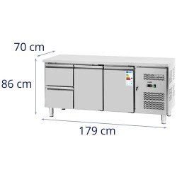 Royal Catering RCS-417D kylmälpöytä 417 l 179 x 70 cm ruostumaton teräs