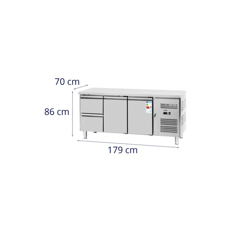 Royal Catering RCS-417D kylmälpöytä 417 l 179 x 70 cm ruostumaton teräs