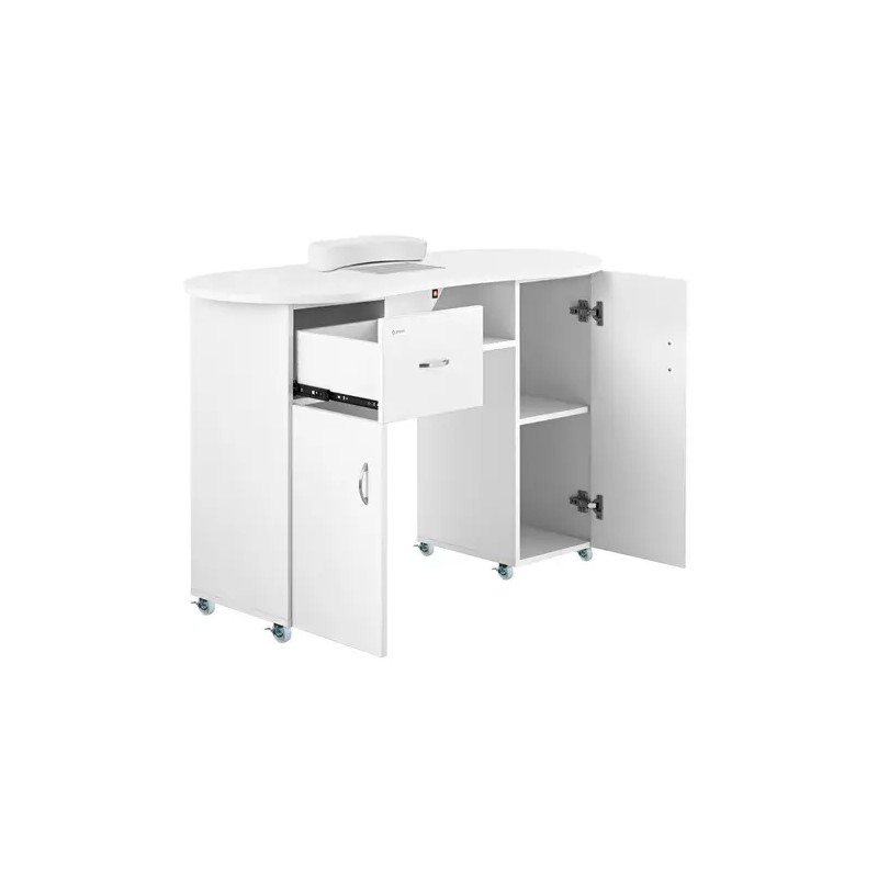 Physa PHY-MT-7 kynsipöytä, 1200 x 503 x 803 mm, valkoinen, pölyimurilla ja käsituella