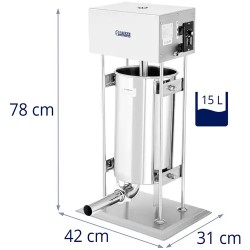 Royal Catering sähkökäyttöinen makkaratäyttölaite 15 l, 230 W, 4 täyttöputkea