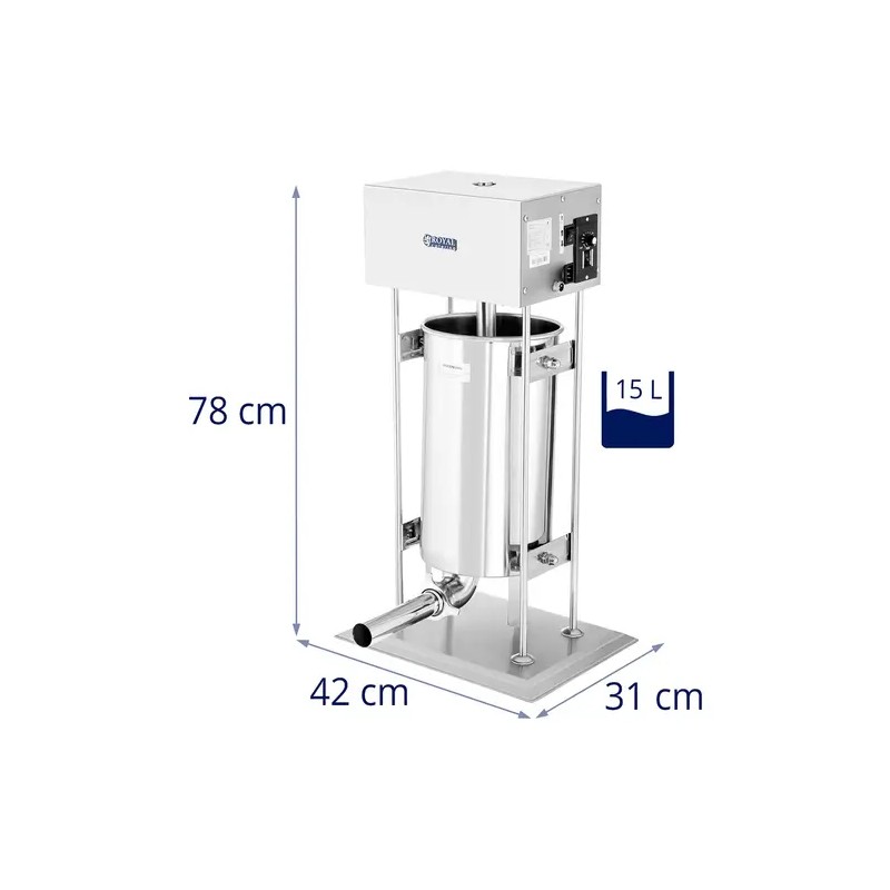 Royal Catering sähkökäyttöinen makkaratäyttölaite 15 l, 230 W, 4 täyttöputkea