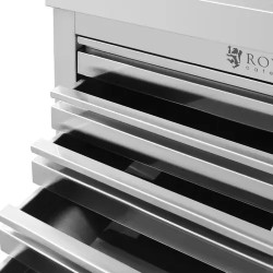 Royal Catering ruostumattomasta teräksestä valmistettu työpöytäkaappi 70 x 50 cm 7 vetolaatikolla