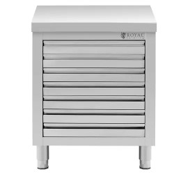 Royal Catering ruostumattomasta teräksestä valmistettu työpöytäkaappi 70 x 50 cm 7 vetolaatikolla