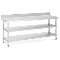 Royal Catering ECO ruostumaton työpöytä 200 x 60 cm 500 kg välipohjalla