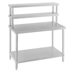 Royal Catering RCAT 120 60 H ruostumattomasta teräksestä valmistettu työpöytä hyllyköllä 120 x 60 cm