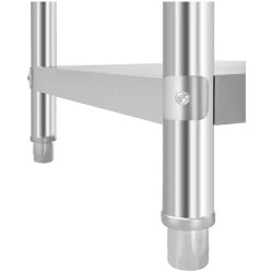 Royal Catering RCAT-120/60-H ruostumattomasta teräksestä valmistettu työpöytä hyllyköllä 120 x 60 cm