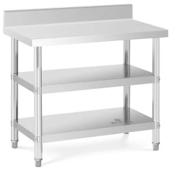 Royal Catering ECO ruostumaton työpöytä 100 x 60 cm 500 kg kantavuus välitaso