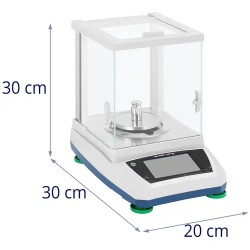 Tarkkuusvaaka 300 g / 0,001 g, halkaisija 98 mm, kosketus-LCD ja lasinen tuulensuoja