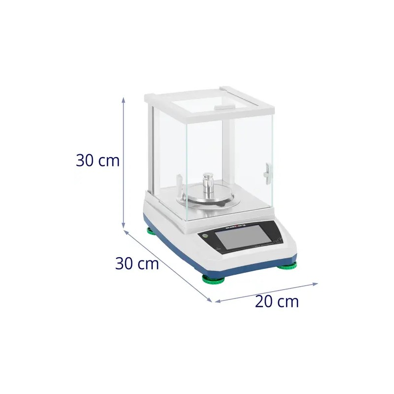 Tarkkuusvaaka 300 g / 0,001 g, halkaisija 98 mm, kosketus-LCD ja lasinen tuulensuoja