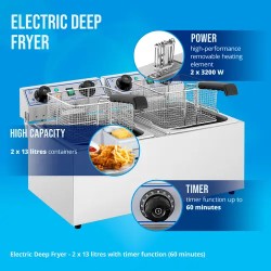 Royal Catering RCTF-13DH sähkökaksosfriteeraaja 2 x 13 l 6400 W ajastimella