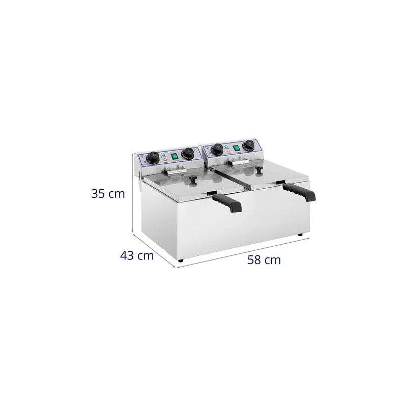 Royal Catering RCTF-13DH sähkökaksosfriteeraaja 2 x 13 l 6400 W ajastimella