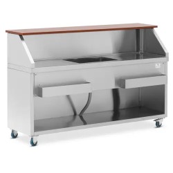 Royal Catering Mobile Cocktail asema 180 cm puukuvioitu jääastialla ja tiskialtaalla
