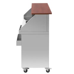 Royal Catering Mobile Cocktail-asema 180 cm puukuvioitu jääastialla ja tiskialtaalla