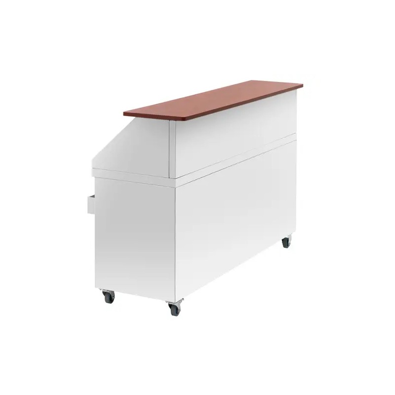 Royal Catering Mobile Cocktail-asema 180 cm puukuvioitu jääastialla ja tiskialtaalla