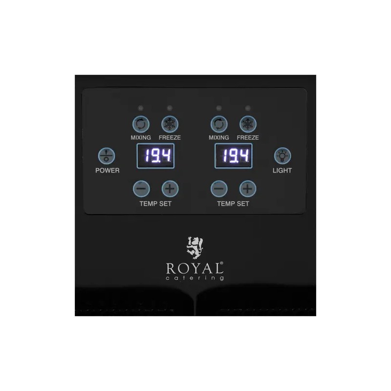 Royal Catering Slush-kone 2 x 3 l LED-valaistuksella ja digitaalisella ohjauspaneelilla