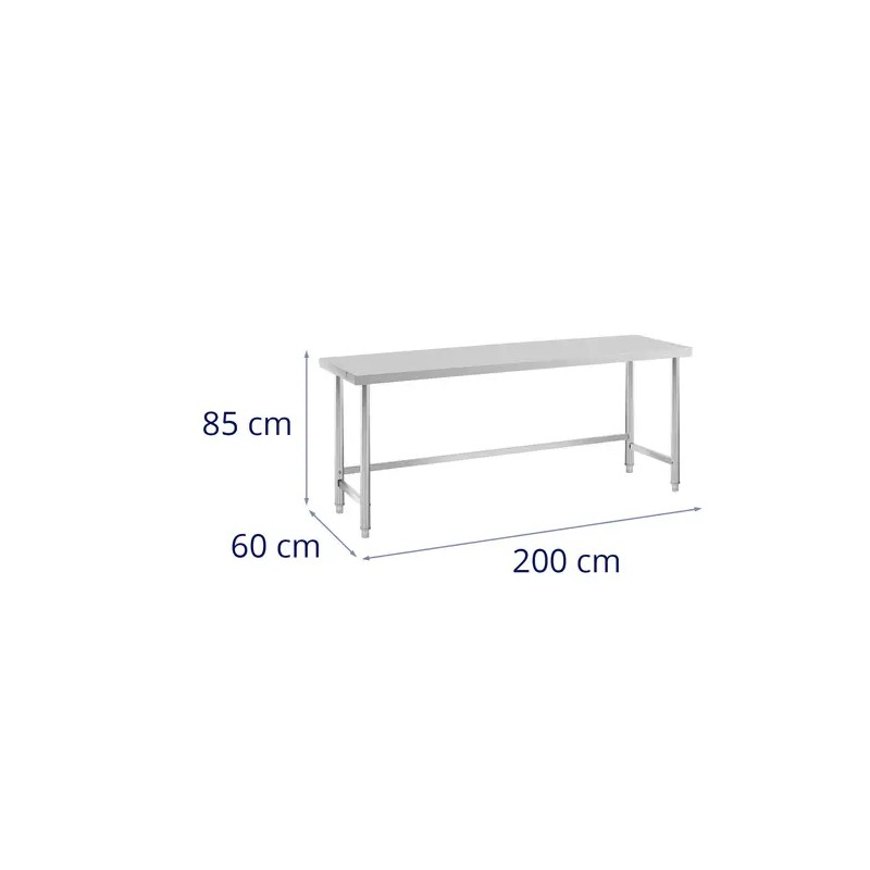 Royal Catering ECO ruostumaton terästyöpöytä 200 x 60 cm, 300 kg