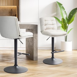 Tyylikäs samettinen baarijakkara Damar säädettävällä korkeudella ja selkänojalla