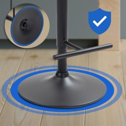 Tyylikäs samettinen baarijakkara Damar säädettävällä korkeudella ja selkänojalla