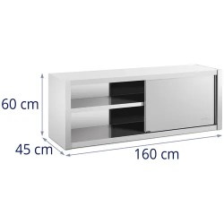 Royal Catering ruostumattomasta teräksestä valmistettu seinäkaappi 160 x 45 cm RCSSWC-160X45-S