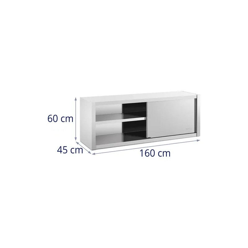 Royal Catering ruostumattomasta teräksestä valmistettu seinäkaappi 160 x 45 cm RCSSWC-160X45-S