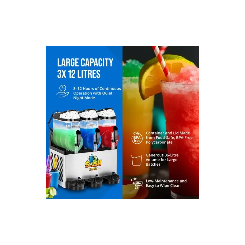 Slush-kone 3 x 12 l, LED, Royal Catering