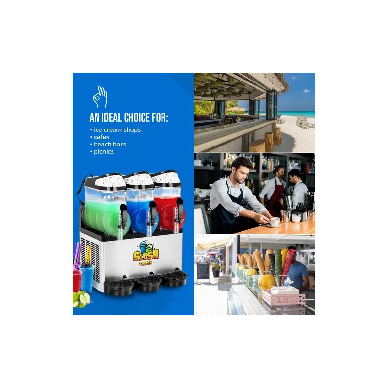 Slush-kone 3 x 12 l, LED, Royal Catering