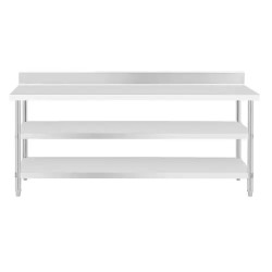 Royal Catering ECO ruostumaton työpöytä 200 x 70 cm 500 kg välipohjalla