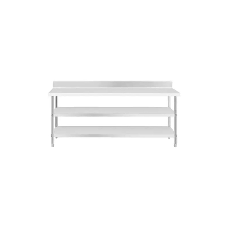 Royal Catering ECO ruostumaton työpöytä 200 x 70 cm 500 kg välipohjalla