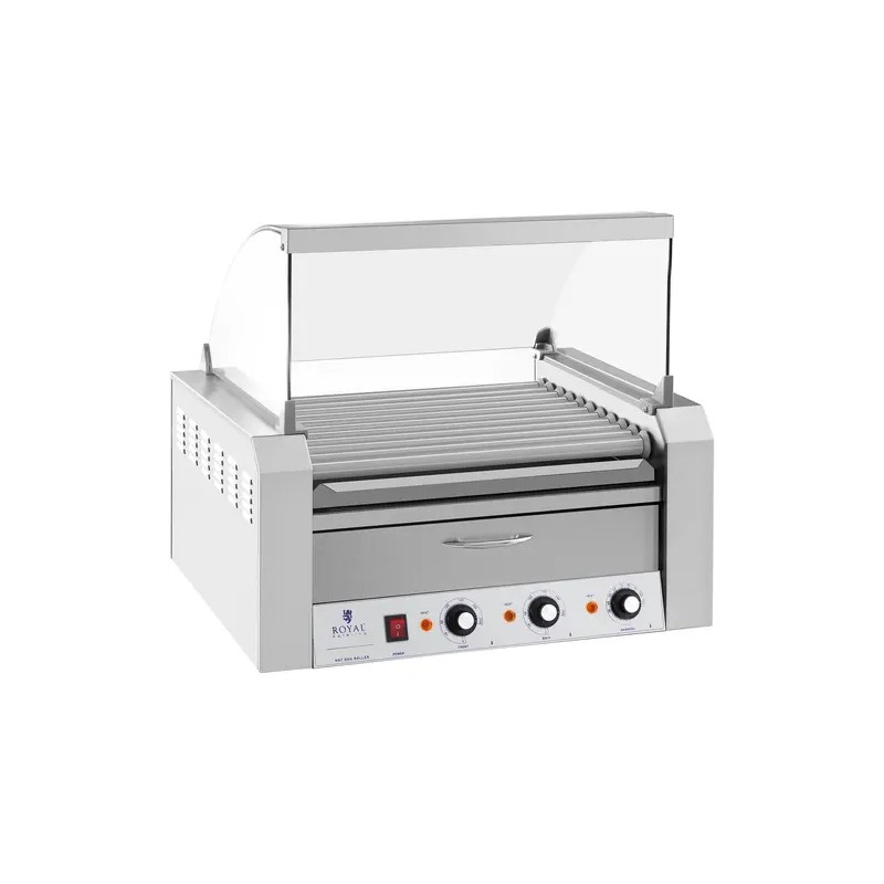Hot Dog -grilli RCHG-11WO 11 rullaa ja lämmityslipas ruostumaton teräs