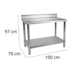 Royal Catering ruostumattomasta teräksestä valmistettu työpöytä 100 x 70 cm, 250 kg kantavuus