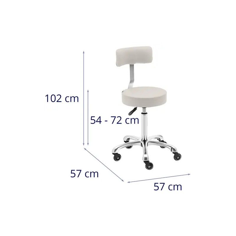 Physa Wells beige työjakkara selkänojalla, korkeussäädettävä 530-710 mm