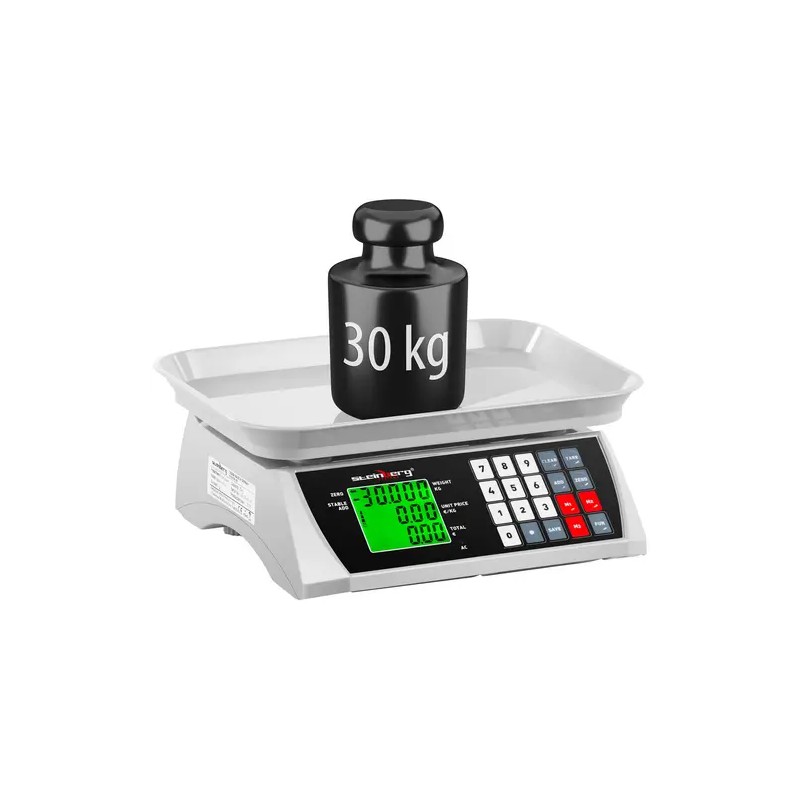 Kontrollivaaka SBS-PW-301CA, 30 kg / 1 g, 28,8 x 21,8 cm, 2 LCD-näyttöä