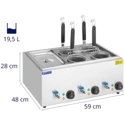 Royal Catering pastakeitin 3 x 6,5 l, 3 000 W, 4 koria ja GN 1/3 -säiliö
