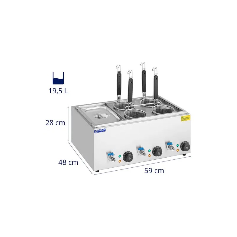 Royal Catering pastakeitin 3 x 6,5 l, 3 000 W, 4 koria ja GN 1/3 -säiliö