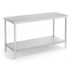 Royal Catering ruostumattomasta teräksestä valmistettu työpöytä 150 x 60 cm 250 kg